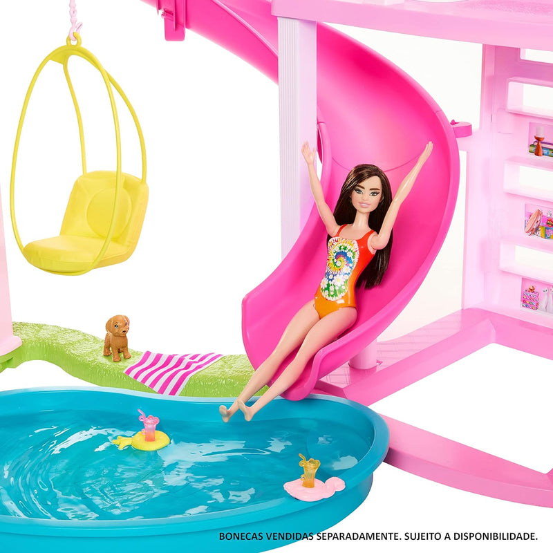 Let Brinquedos - Com a Casa dos Sonhos da Barbie da Mattel, a criançada  soltará a imaginação. Com 1,20m de altura, três andares, conta com um lindo  quarto, área livre, piscina com